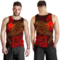 Papua New Guinea Men's Tank Top - Red Shark Polynesian Tattoo Red - Polynesian Pride