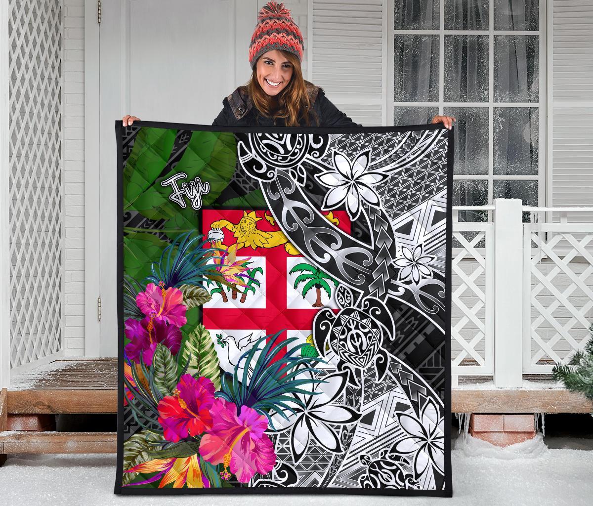 Fiji Premium Quilt - Turtle Plumeria Banana Leaf - Polynesian Pride