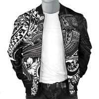 Polynesian Men's Bomber Jacket - White Shark Polynesian Tattoo - Polynesian Pride
