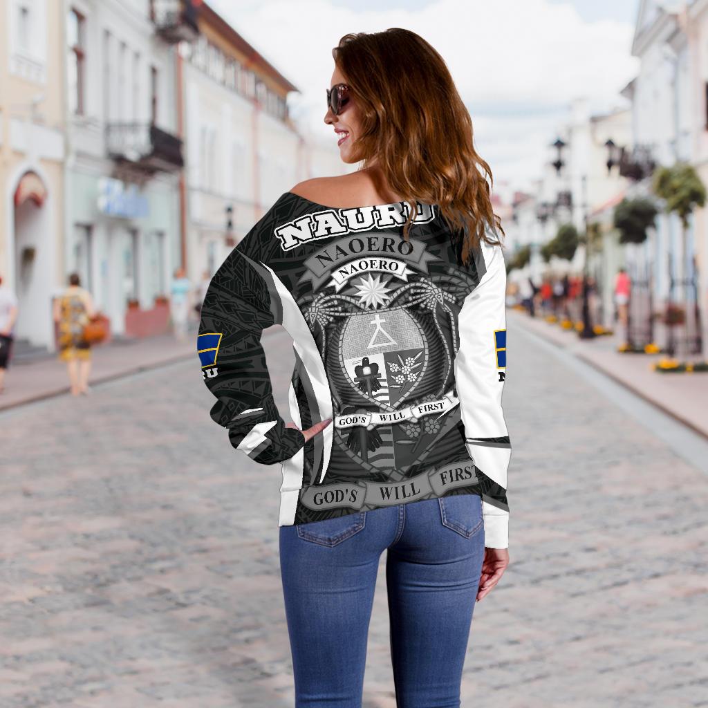 Nauru Polynesian Off Shoulder Sweater (Women) - Nauru Spirit (White) - Polynesian Pride
