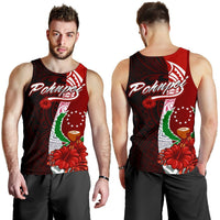 Pohnpei Micronesia Men's Tank Top - Coat Of Arm With Hibiscus Red - Polynesian Pride