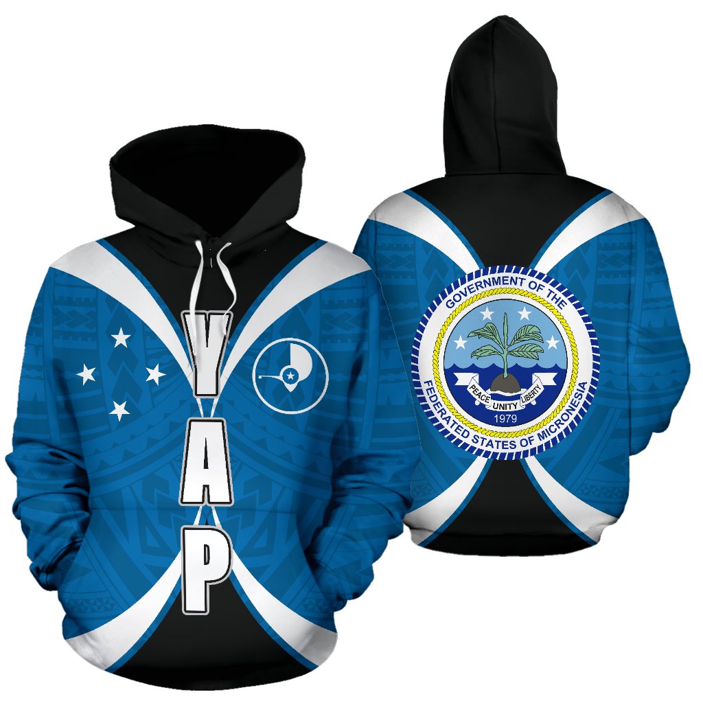 Yap All Over Hoodie Micronesia Impact Version Unisex Black - Polynesian Pride