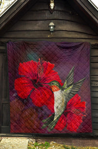 Hibiscus Hummingbird Premium Quilt - Polynesian Pride