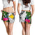 Papua New Guinea Women's Short White - Turtle Plumeria Banana Leaf - Polynesian Pride