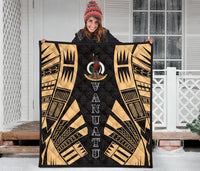 Vanuatu Premium Quilt - Vanuatu Coat Of Arms Polynesian Gold Tattoo - Polynesian Pride