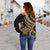Papua New Guinea Women's Off Shoulder Sweater - Gold Tentacle Turtle - Polynesian Pride