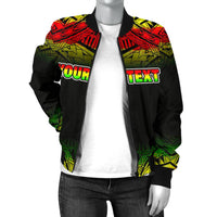 Turtle Custom Personalised Women's Bomber Jacket - Reggae Fog Style - Polynesian Pride