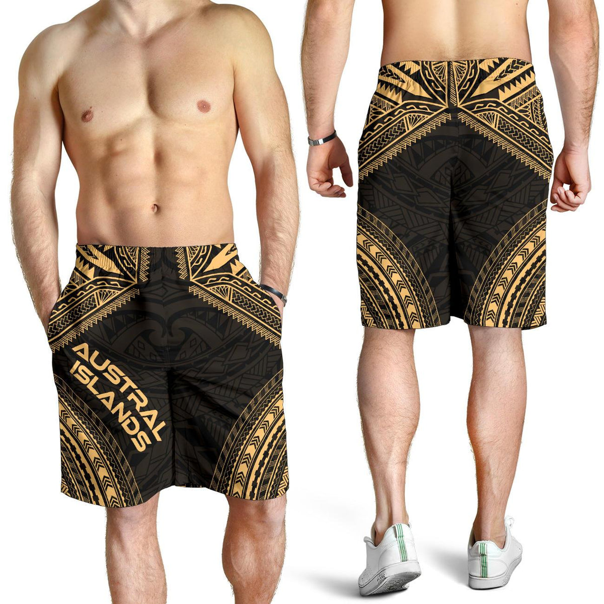 Austral Islands Men's Shorts - Polynesian Chief Gold Version - Polynesian Pride