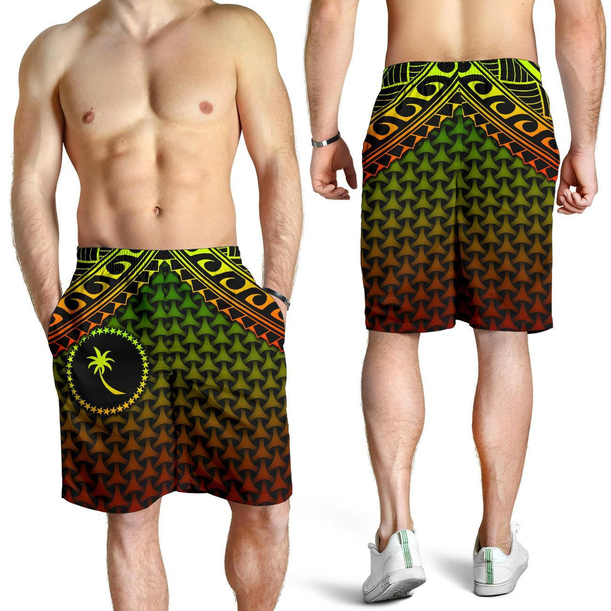 Polynesian Chuuk Men's Shorts - Reggae Vintage Polynesian Patterns - Polynesian Pride