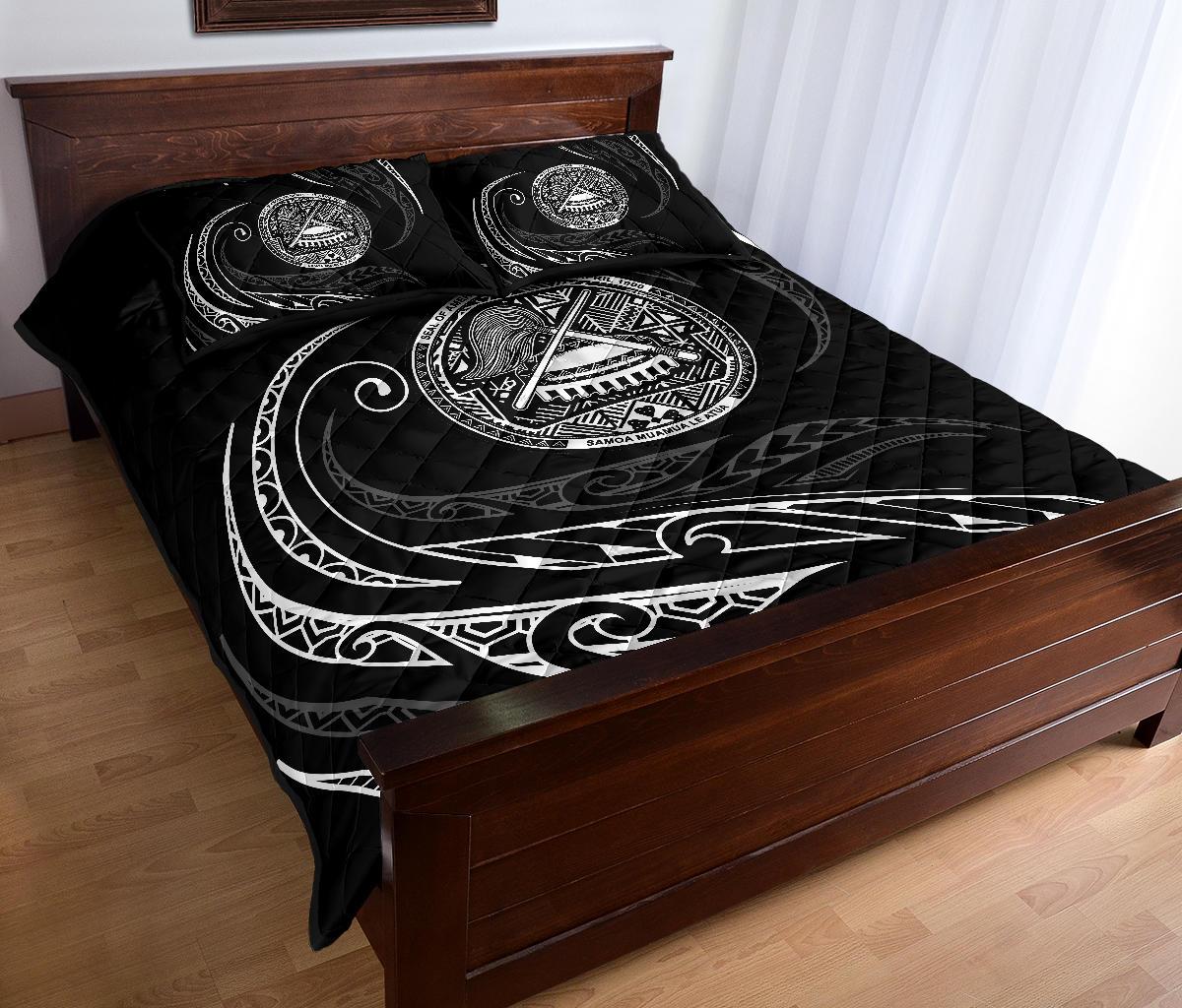 American Samoa Quilt Bed Set - White - Frida Style - Polynesian Pride