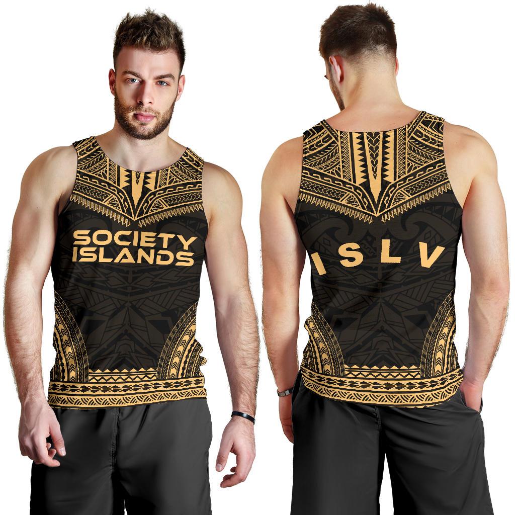Society Islands Men's Tank Top - Polynesian Chief Gold Version - Polynesian Pride