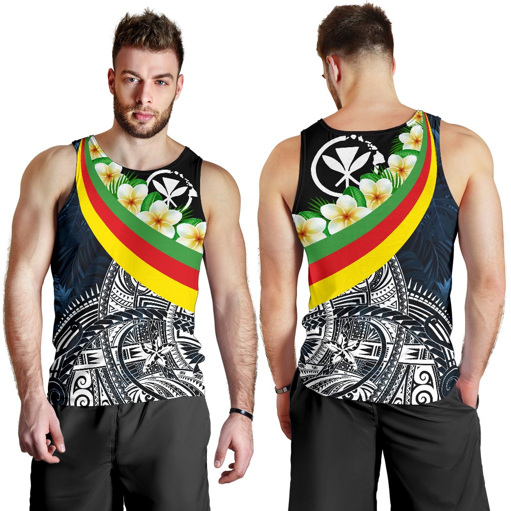 Polynesian Hawaii Men's Tank Top - Kanaka Maoli With Plumeria Style - Polynesian Pride