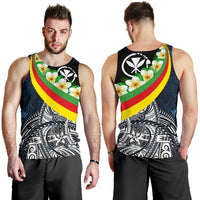 Polynesian Hawaii Men's Tank Top - Kanaka Maoli With Plumeria Style - Polynesian Pride