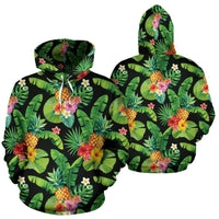 Polynesian All Over Hoodie Polynesian Tropical Fruit & Vegetable Print 05 Unisex Black - Polynesian Pride