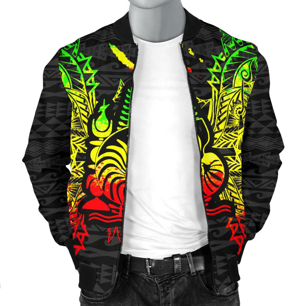 New Caledonia Polynesian Men's Bomber Jacket Map Reggae - Polynesian Pride