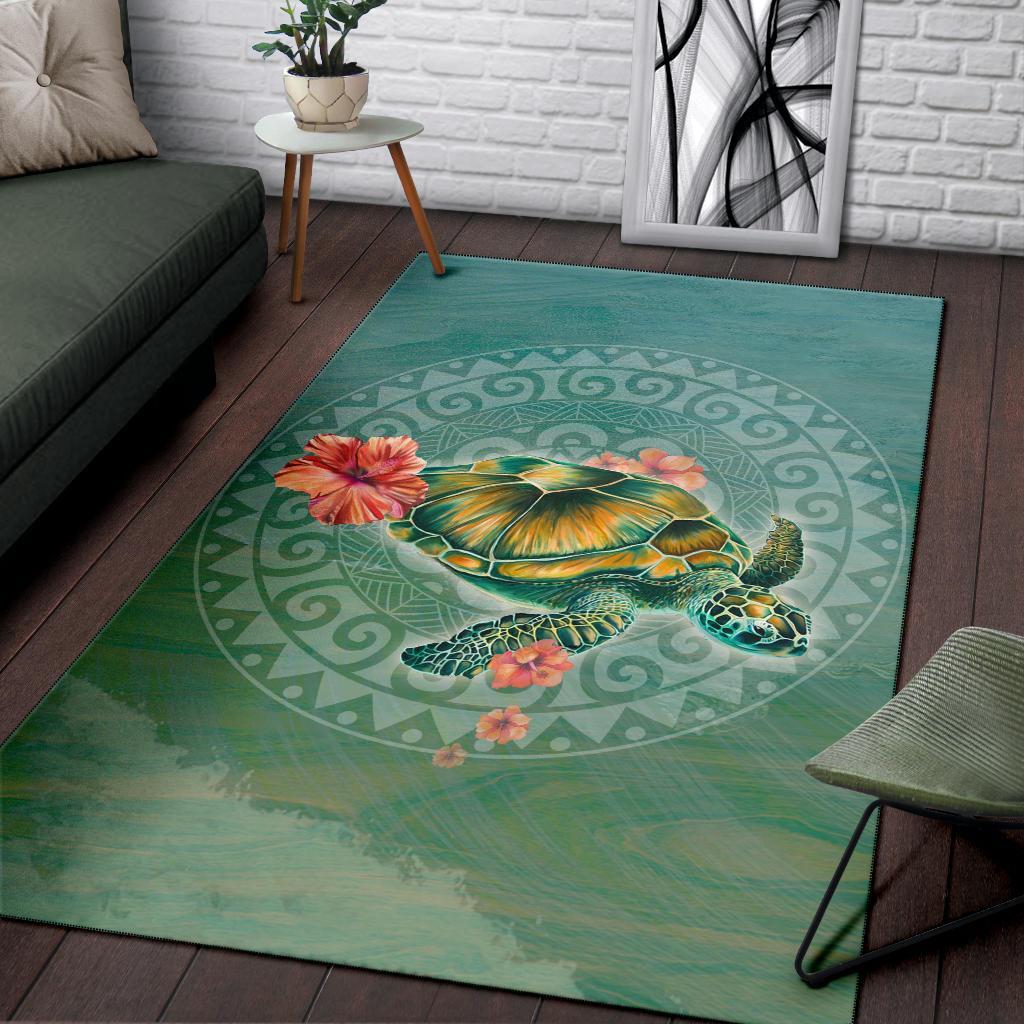 Hibiscus Turtle Swimming Area Rug AH - Polynesian Pride