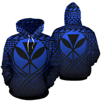 Kanaka Maoli All Over Hoodie Lift up Blue Unisex Blue - Polynesian Pride