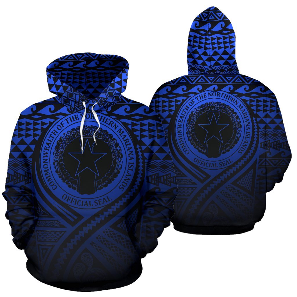 Northern Mariana Islands All Over Hoodie Lift up Blue Unisex Blue - Polynesian Pride