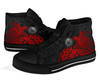 American Samoa Polynesian High Top Shoes - Polynesian Turtle (Full Red) - Polynesian Pride