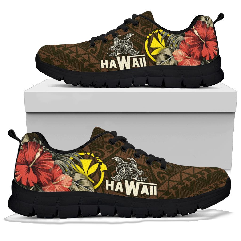Hawaii Polynesian Sneakers - Kanaka Maoli Hibiscus with Turtle Sneakers - Polynesian Pride