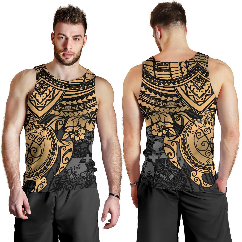 Tonga Polynesian Men's Tank Top - Golden Turtle - Polynesian Pride