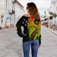 Papua New Guinea Women's Off Shoulder Sweater - PNG Bird And Polynesian Decorative Pattern - Polynesian Pride