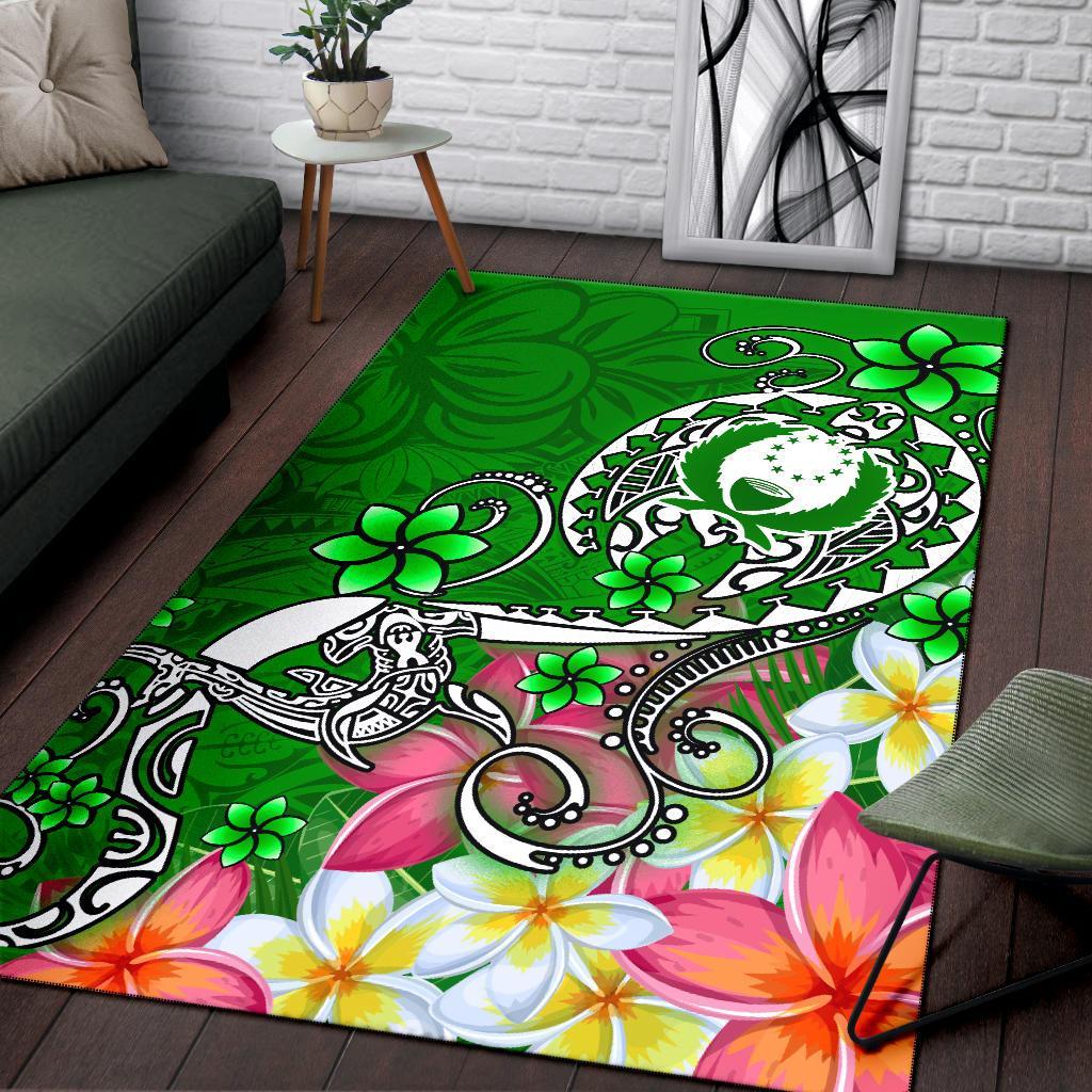 Pohnpei Area Rug - Turtle Plumeria (Green) - Polynesian Pride