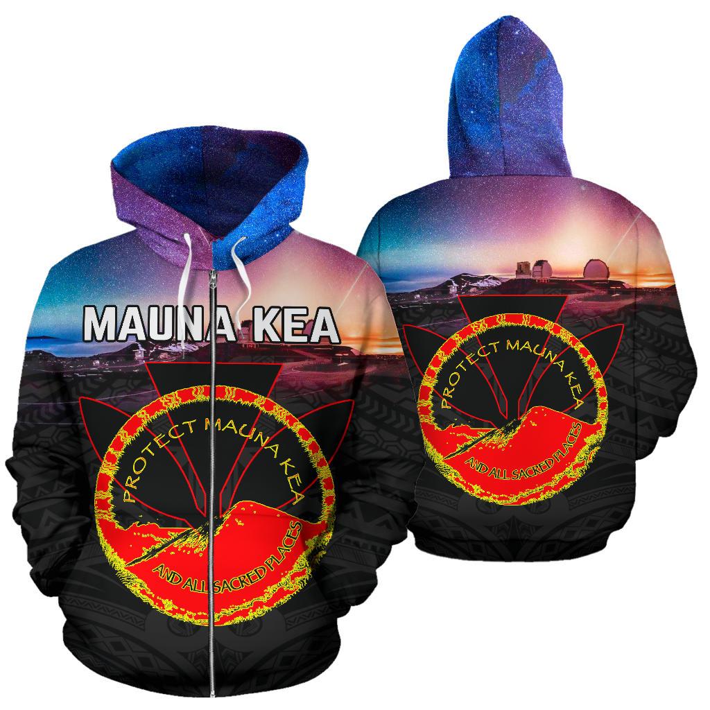 Mauna Kea Zip Hoodie Mauna Kea Panorama Unisex Black - Polynesian Pride