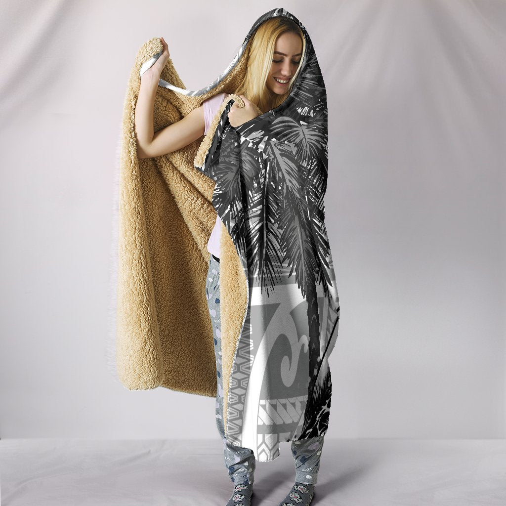 Hawaii Hooded Blanket - Turtle Palm Tree White - Polynesian Pride