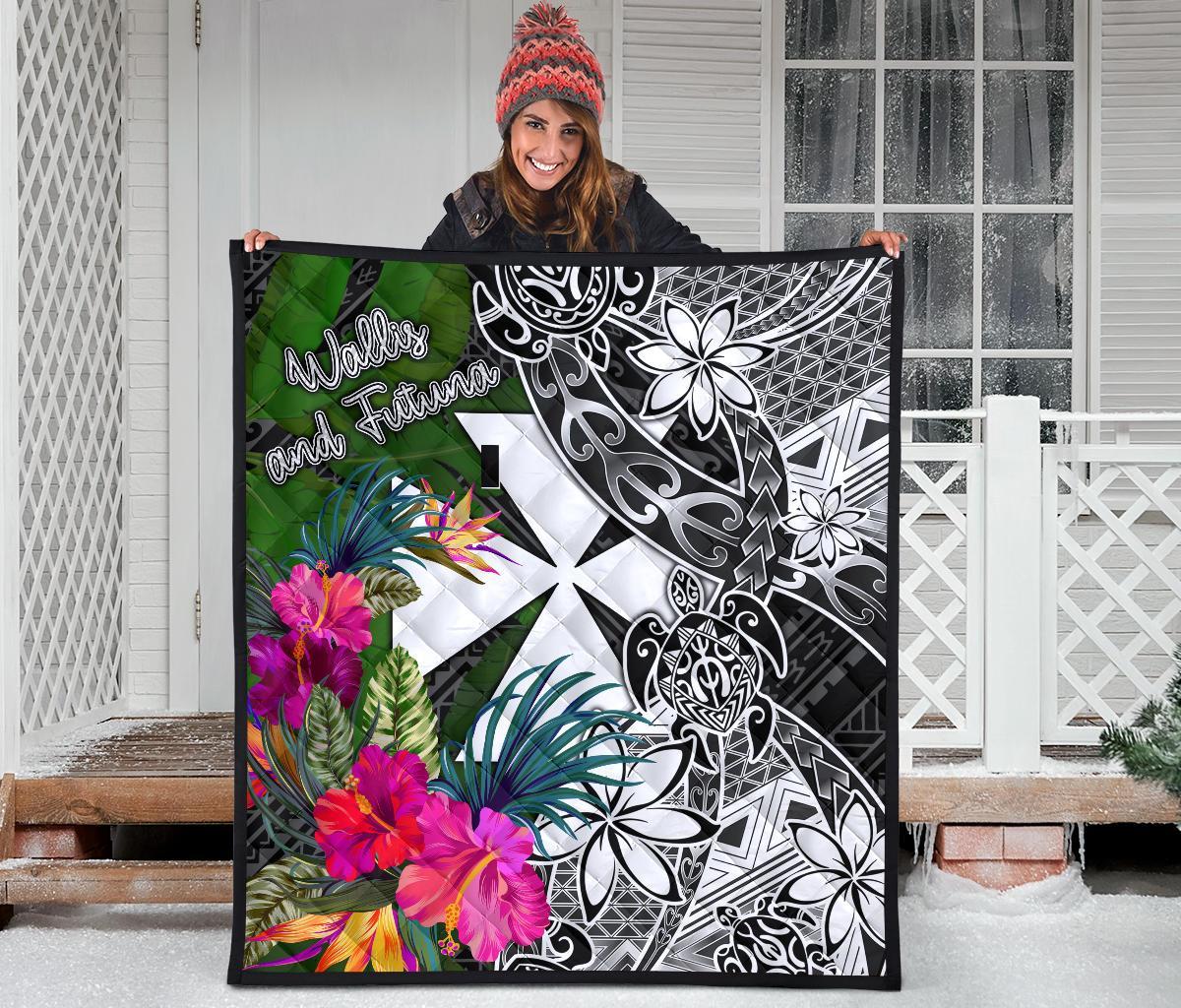 Wallis and Futuna Premium Quilt - Turtle Plumeria Banana Leaf - Polynesian Pride