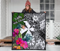 Wallis and Futuna Premium Quilt - Turtle Plumeria Banana Leaf - Polynesian Pride