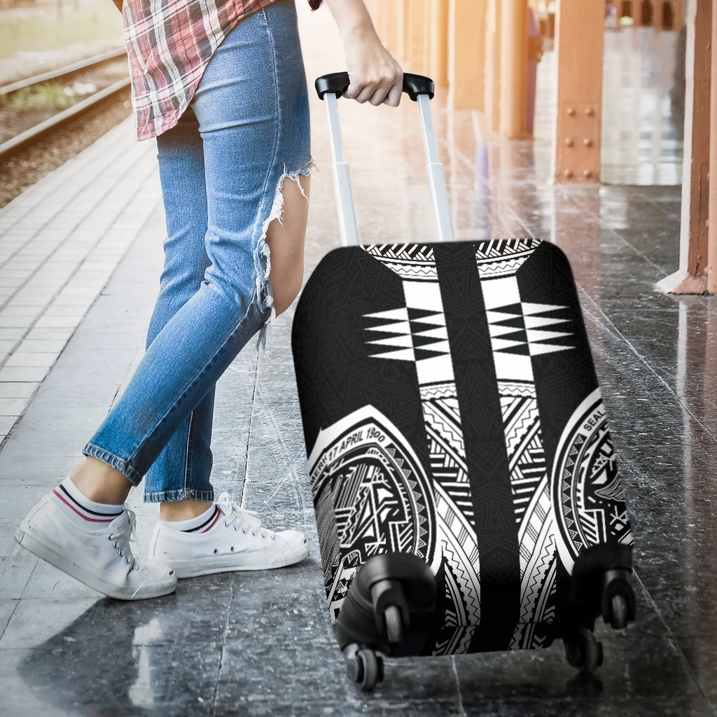 American Samoa Polynesian Luggage Cover - Black Armor Tattoo - Polynesian Pride