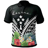 Kosrae Polo Shirt Kosrae Coat of Arms and Polynesian Tropical Flowers White Unisex White - Polynesian Pride
