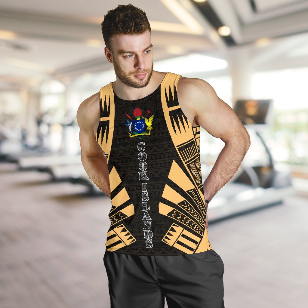 Cook Islands Men Tank Top - Polynesian Tattoo Gold - Polynesian Pride