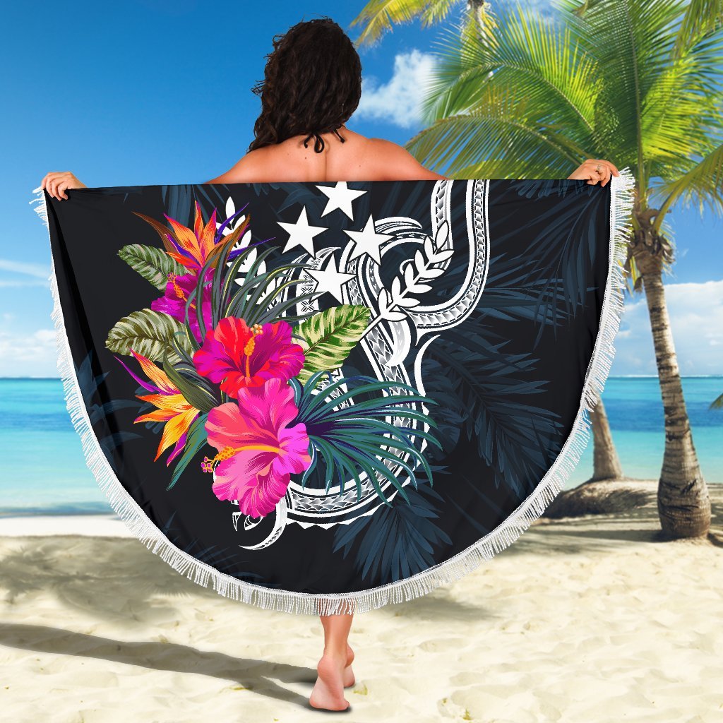 Kosrae Micronesia Custom Personalised Beach Blanket - Tropical Flower - Polynesian Pride