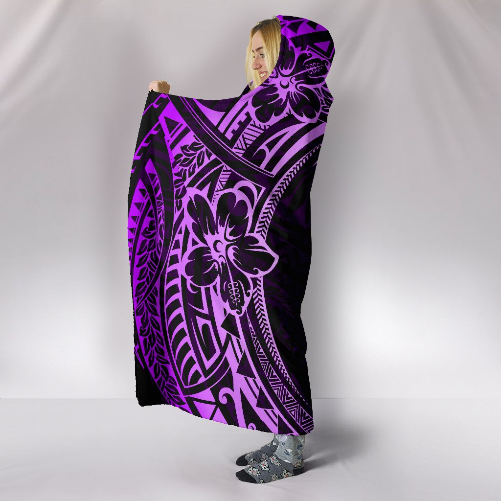 Hawaii Turtle Polynesian Purple Hooded Blanket - Polynesian Pride