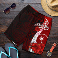 Chuuk Polynesian Custom Personalised Men's Shorts - Coat Of Arm With Hibiscus - Polynesian Pride