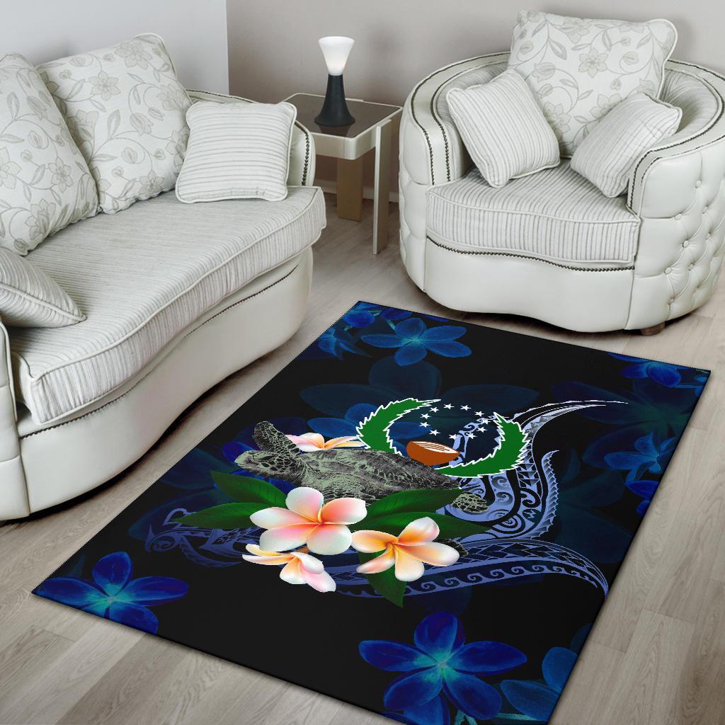 Pohnpei Micronesia Area Rug - Turtle With Plumeria Flowers - Polynesian Pride