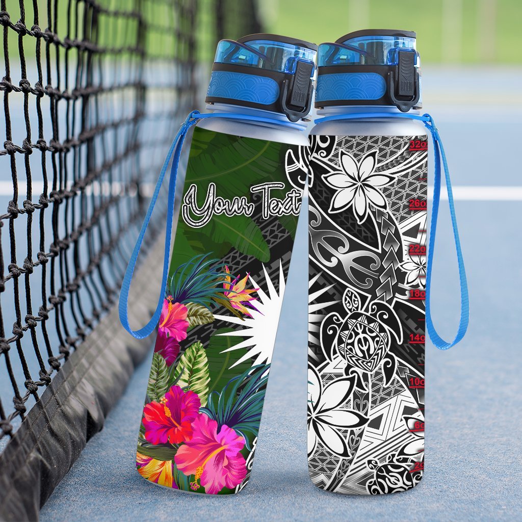 Marshall Islands Custom Personalised Hydro Tracking Bottle - Turtle Plumeria Banana Leaf - Polynesian Pride