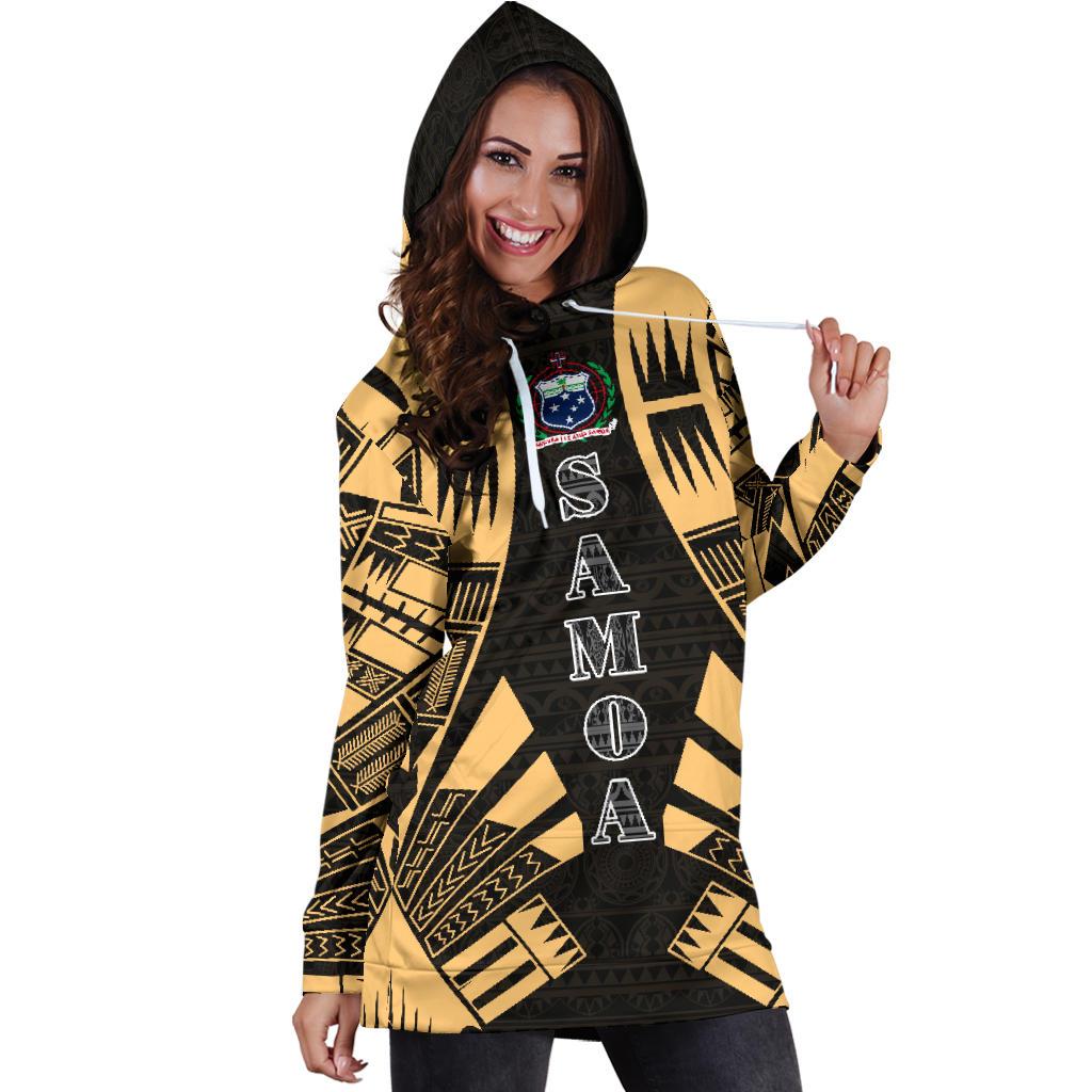 Samoa Hoodie Dress - Polynesian Tattoo Gold - Polynesian Pride