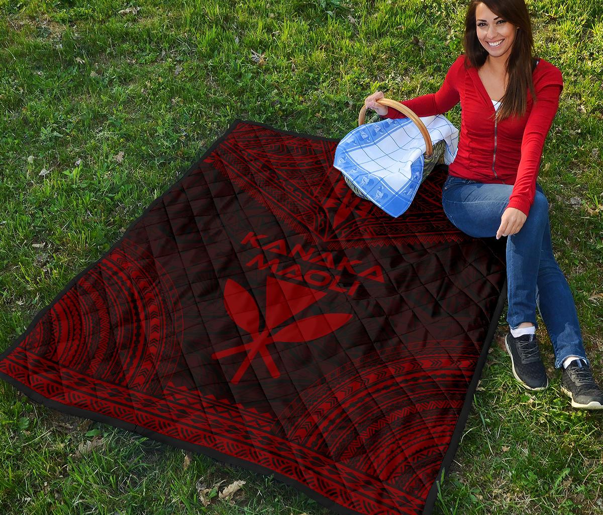Hawaii Premium Quilt - Kanaka Maoli Polynesian Chief Red Version - Polynesian Pride