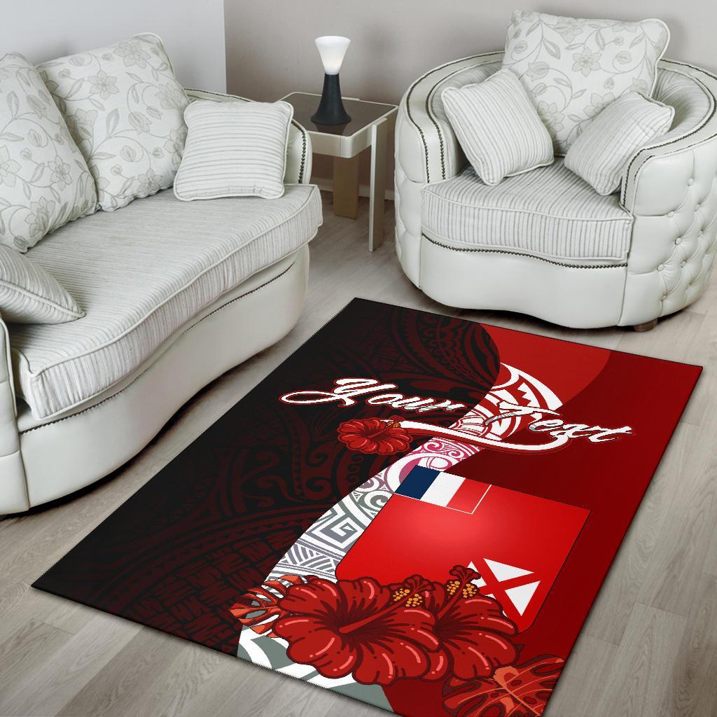 Wallis and Futuna Polynesian Custom Personalised Area Rug - Coat Of Arm With Hibiscus - Polynesian Pride
