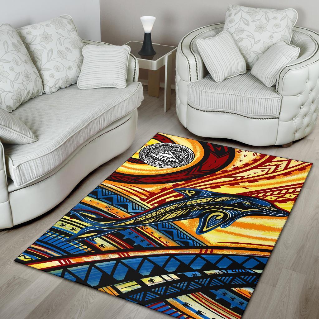 American Samoa Area Rug - Dolphin Surfing - Polynesian Pride