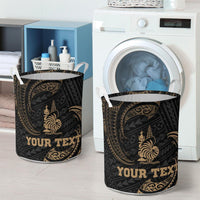 New Caledonia Polynesian Custom Personalised Laundry Basket - Gold Tribal Wave - Polynesian Pride