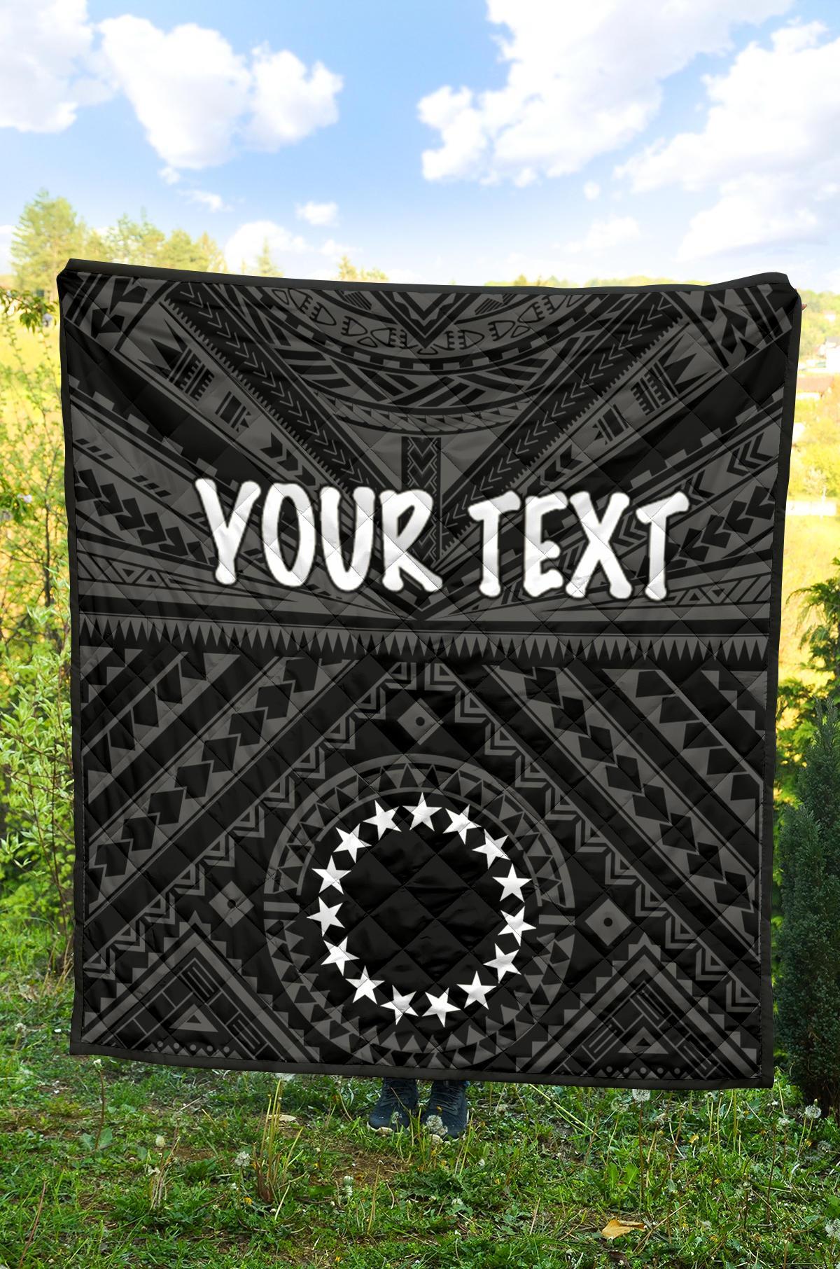 Cook Island Personalised Premium Quilt - Seal With Polynesian Tattoo Style ( Black) - Polynesian Pride
