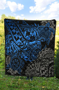 Tonga Polynesian Premium Quilt - Blue Turtle Flowing - Polynesian Pride