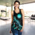 Nauru Polynesian Women Tank Top - Turtle With Blooming Hibiscus Turquoise - Polynesian Pride