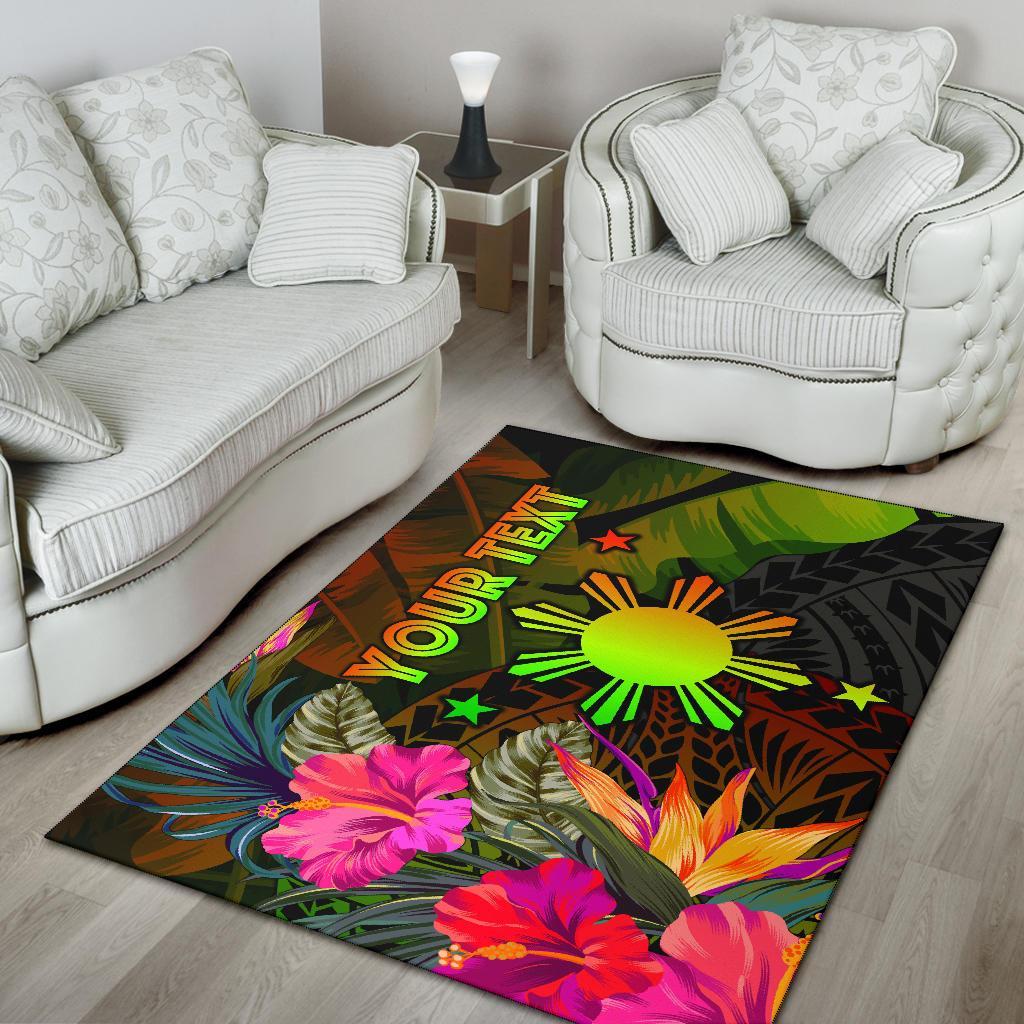 The Philippines Polynesian Personalised Area Rug - Hibiscus and Banana Leaves - Polynesian Pride