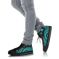 Papua New Guinea High Top Canvas Shoes - Turquoise Tentacle Turtle - Polynesian Pride