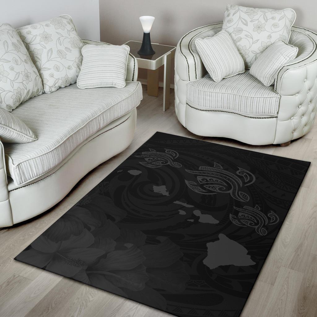 Hawaii Turtle Hibiscus Map Polynesian Area Rug AH - Polynesian Pride